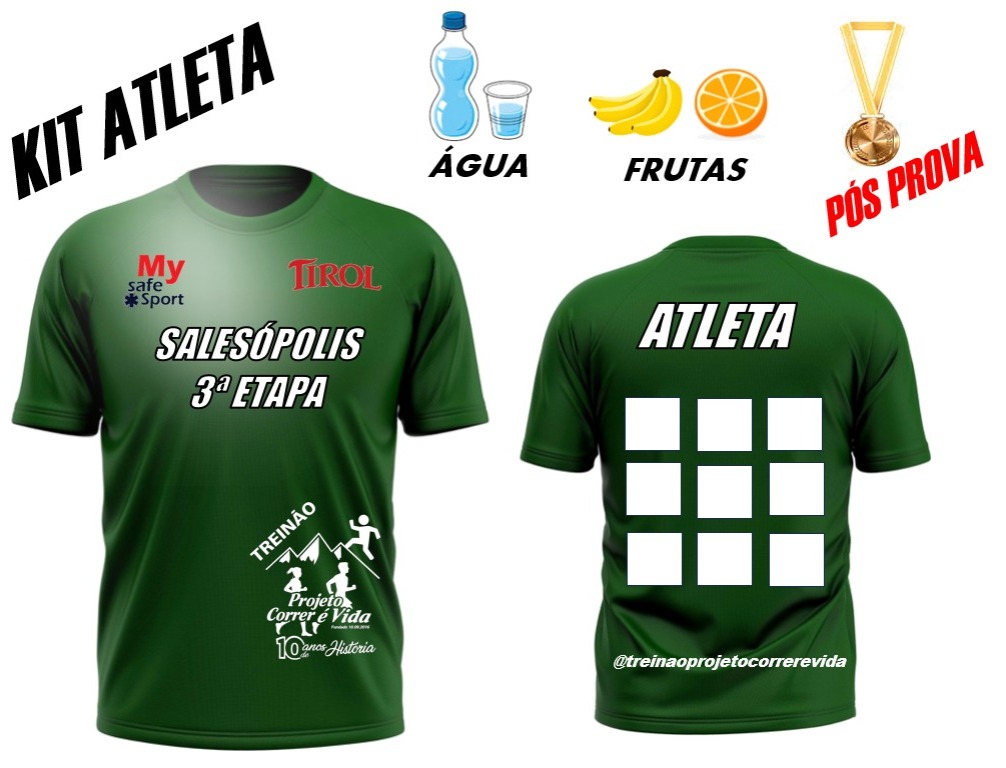 KIT COMPLETO COM CAMISETA 7KM - MASCULINO E FEMININO 60+